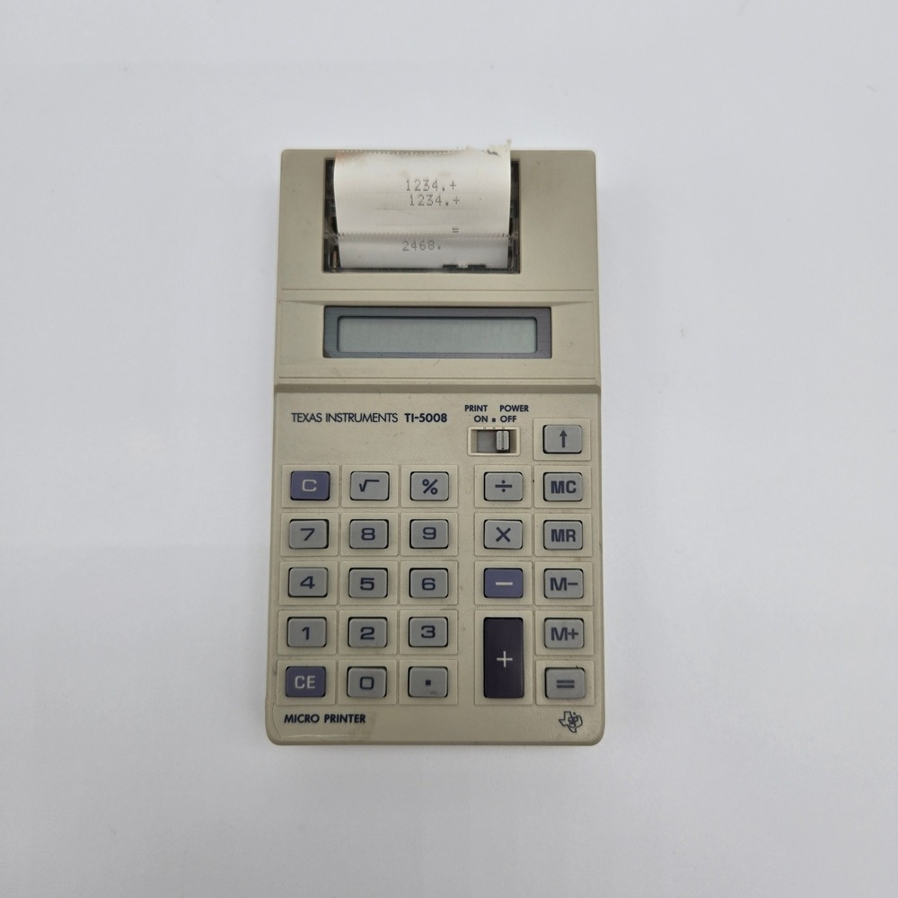 Texas Instruments TI-5008 Micro Printer Tan Vintage Office Calculator Retro Desk